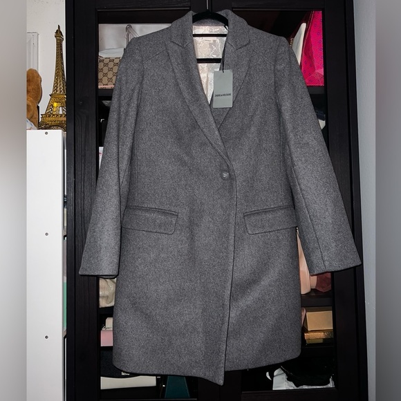 New Zadig & Voltaire ​Marco Wool Blend Coat - Small in Grey - Picture 1 of 15
